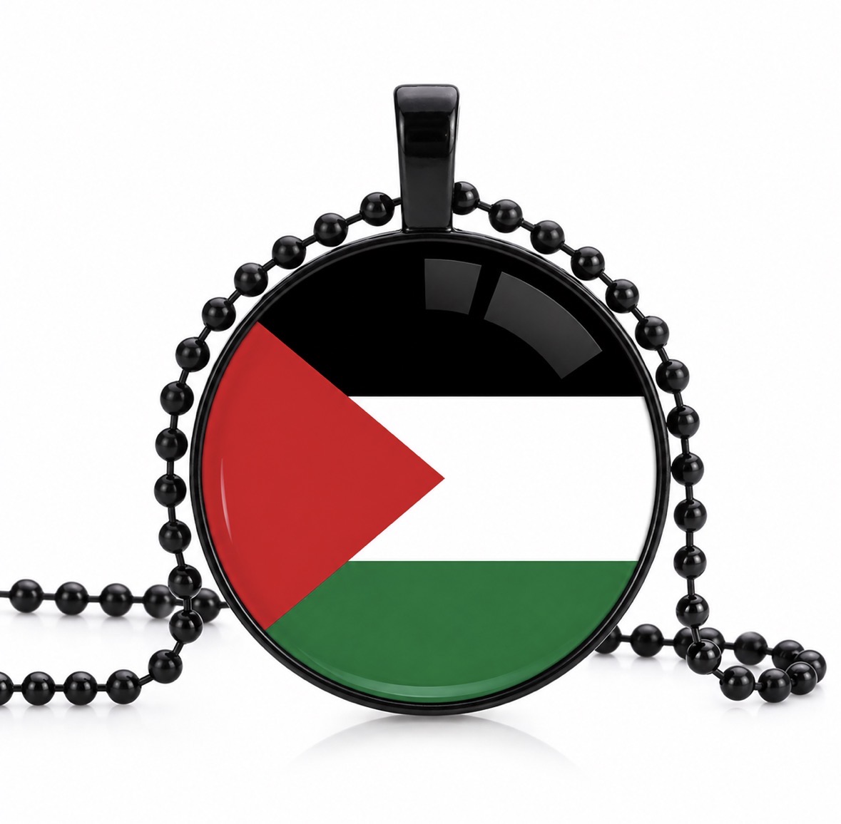 Collier Drapeau Rond Noir